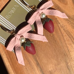 Polymer Clay Earrings,Strawberry Earrings,Fall Earrings,Handmade Autumn Jewelry,Thanksgiving,Halloween Earrings,Bow earrings,Cottagecore.