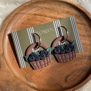 Polymer Clay Earrings,Blueberry Earrings,Fall Earrings,Handmade Autumn Jewelry,Thanksgiving,Halloween Earrings,Gift for her,Cottagecore.