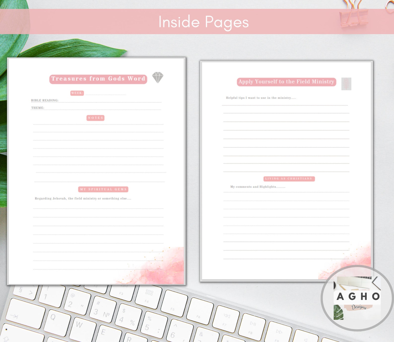 JW Meeting Notebook Printable for Midweek Meetings/public Talks