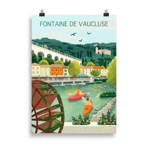 Fontaine de Vaucluse Provence - Art Print - Illustration - Travel poster - Affiche - Wall art - France - A5, A4, A3, A2