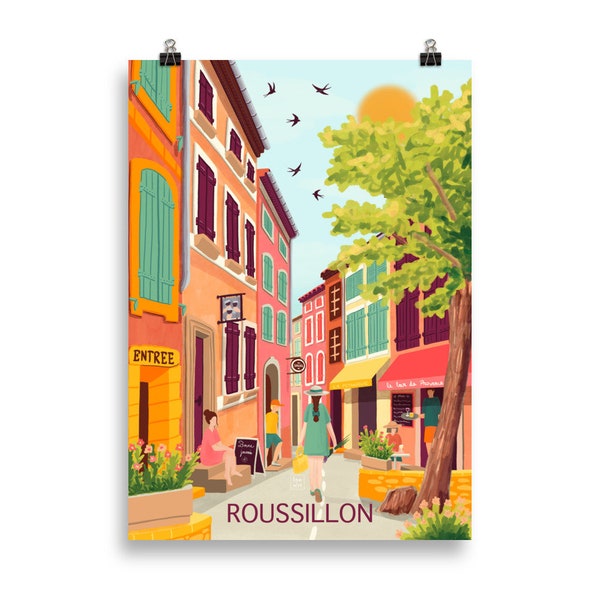 Roussillon - Tirage d’Art - Illustration - Vaucluse Luberon - Affiche de voyage - Affiche - Art mural - Provence France - A5, A4, A3, A2