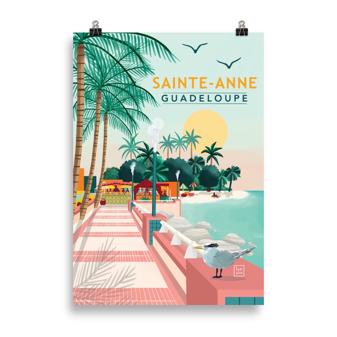 Carte Postale Vintage GUADELOUPE Le Gosier - Marcel Travel Posters