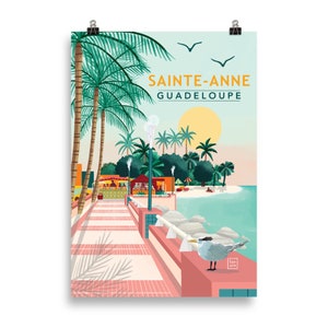 Sainte-Anne Guadeloupe Beach - Impresión artística - Ilustración - Cartel de viaje - Affiche - Arte mural - Sainte Anne - A5, A4, A3, A2