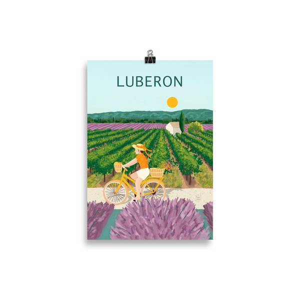 Luberon Lavande Provence - Art Print - Illustration - Affiche de voyage - Affiche - Art mural - Provence - A5, A4, A3, A2