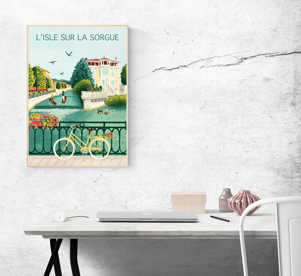 Tableau Toile – Illustration Fille Mode – Tirage Giclée – Encadré – Plusieurs Tailles – Neuf