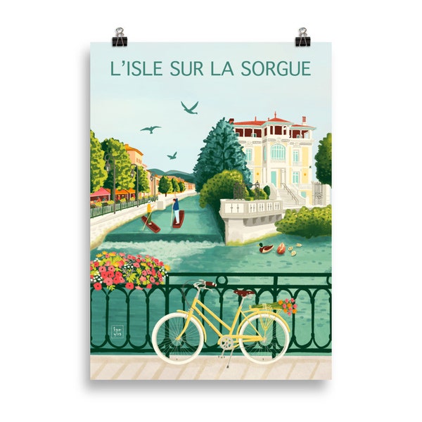 L'Isle-sur-la-Sorgue - Art Print - Illustration - isle sur sorgue - Travel poster - Affiche - Wall art - Provence France - A5, A4, A3, A2