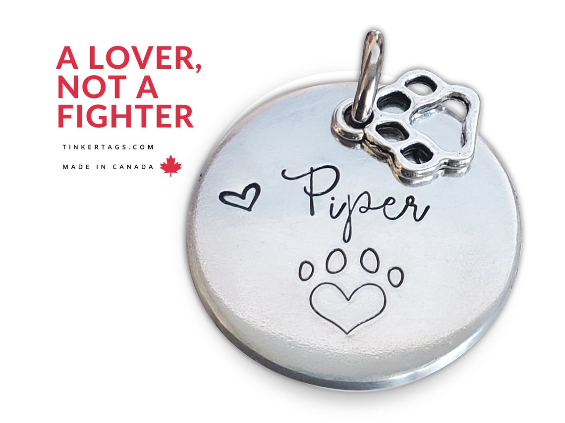 Custom Dog Collar Tag HEARTS THEME Personalized Gift For Etsy