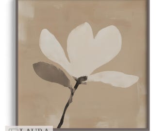 Magnolia Blossom Wall Art, Neutral Minimalist Print, Cozy Farmhouse Decor
