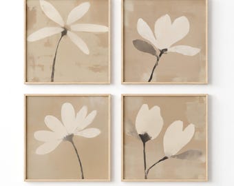 Arte de parede botânica neutra, impressão minimalista moderna, decoração inspirada no estilo escandinavo.