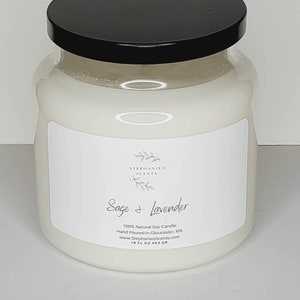 Sage and Lavender Soy Candle, Hand Poured Soy Wax Candle, Spring Decor Candle, Relaxing Lavender Candle, Sage Candle