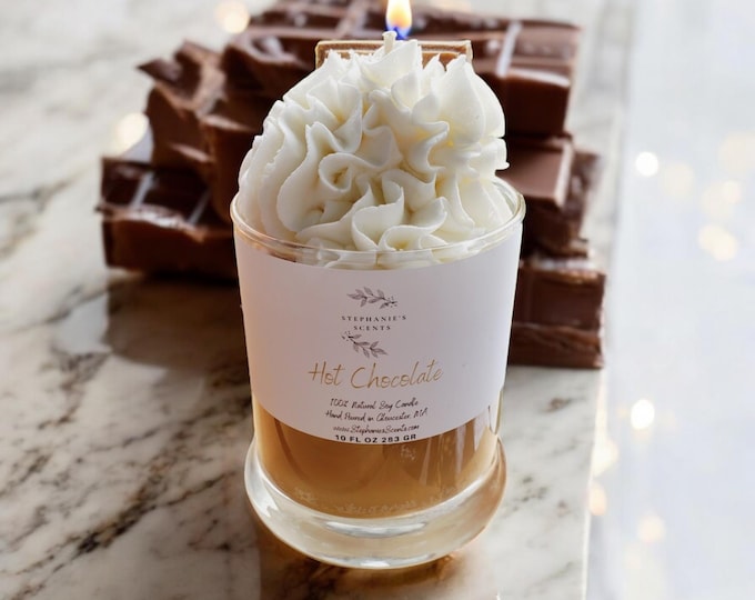 Hot Chocolate Scented Soy Candle, Handmade