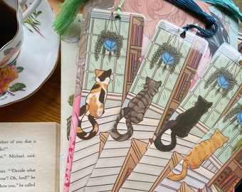 Cozy Calico Tabby Cat Bookmark, Gift for Cat and Book Lovers