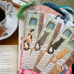 Cozy Calico Tabby Cat Bookmark, Gift for Cat and Book Lovers