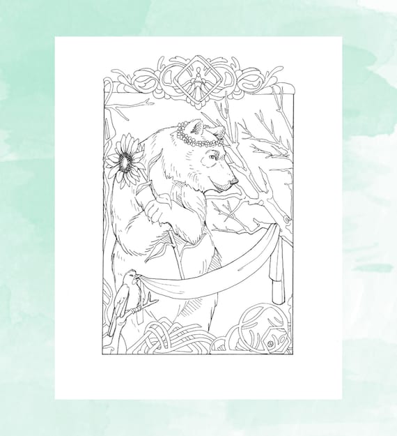 Printable Bear Holding Sunflower Coloring Page Adult Coloring Etsy Printable Bear Holding Sunflower Coloring Page Adult Coloring Etsy