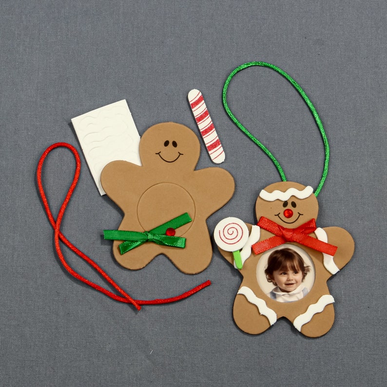 Gingerbread Man Photo Frame Christmas Tree Ornament Craft Kit For Kids and Adults Display School and First Year Photos on Your Tree image 2