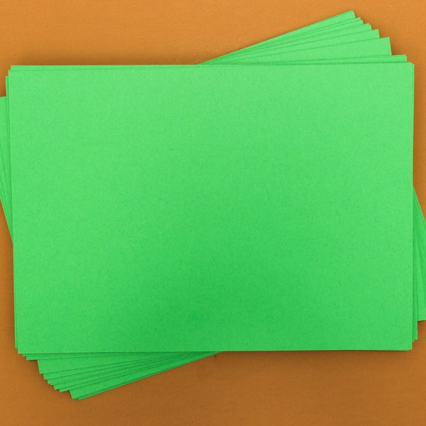 5" x 7" Smooth, Bright Green Blank Card Stock, Bright Green Matt, 65 lb Cover., Flat, Pack of 24 Cards