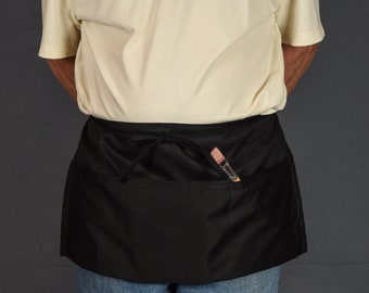 Three Pocket Waist Apron - Available in Black and Khaki