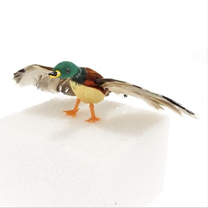 6" Long Mallard Duck with Natural Feathers - Kurt Adler Artificial Bird  - For Floral, Wreath Making and Crafting