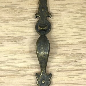 Vintage Brass Door or Drawer Pull, 5&quot; Centers, 1 1/8&quot; Wide x 6 7/8&quot; High, Authentic Vintage Hardware
