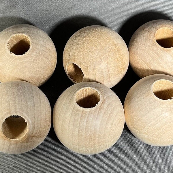 25 Unpainted Wooden Beehive Beads – 14x12mm, 4mm Hole, Macrame & Craft Use