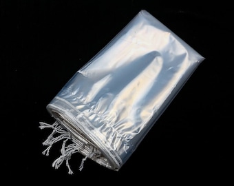 Reusable 12" x 15" Clear Plastic Drawstring Bags - Pack of 10