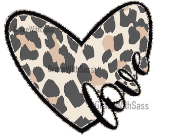 Love, heart, leopard, png, digital download, sublimation transfer, Valentines day png, love png, digital file, glitter heart, sublimation