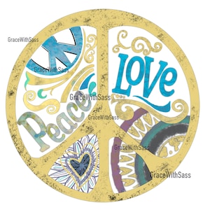 Peace Love, Friedenszeichen, Hippie, Peace-Zeichen PNG, Hippie PNG, Boho PNG, digitale Datei, digitaler Download, Sofort-Download, Sublimation PNG