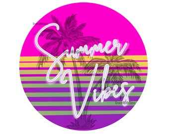 Vintage Summer Vibes, Summer Vibes PNG, Palm Tree, Palm Tree PNG, Digital File, Digital Download, Sublimation Transfer, Sublimation PNG