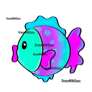 Fish png, Summer png, Digital file, Sublimation png, Summertime, beach png, cute png, watercolor png
