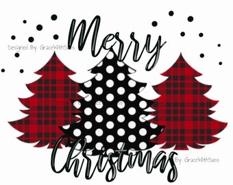 Merry Christmas Sublimation Digital Download PNG Polka Dot and Plaid