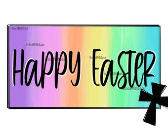 Buona Pasqua, Croce, Pasqua colorata, Fede, Cristiano, Trasferimento sublimazione, PNG sublimazione, File digitale, Download digitale