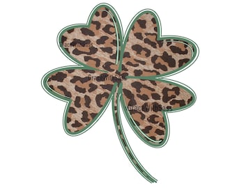 Shamrock, Saint Patricks Day, leopard, four leaf clover, digital File, digital download, sublimation transfer, png, sublimation png