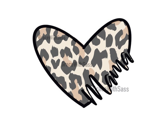 Mama, heart, leopard, png, sublimation, digital download