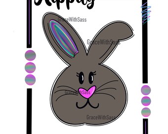 Hippity Hoppity, File digitale, Download digitale, PNG sublimazione, trasferimento di sublimazione, Pasqua, Easter Bunny PNG, PNG pasquale, Coniglietto carino