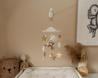 Baby Mobile holder white for changing table handmade from beech wood, Mobile arm, Mobile attachment