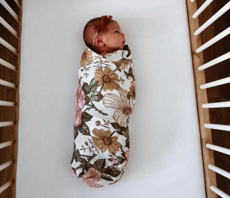 Baby XL Muslin Cloth Vintage Rose 120 x 120 cm Muslin Cloth / Cuddly Cloth / Baby Blanket / Swaddle Cloth image 1