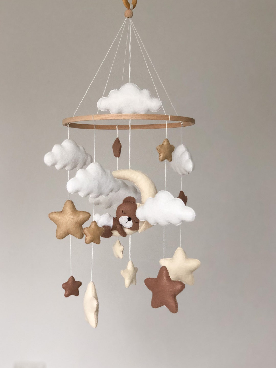 Mobile Lit Bébé Avec Ours En Peluche - 45x23cm - Développement Sensoriel Et Coordination - Fixation Sans Outils