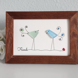 Bird Friends - Sea Glass - Friend Gift - Home Decor