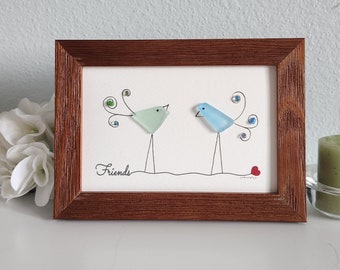 Bird Friends - Sea Glass - Friend Gift - Home Decor