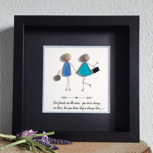 Friend Pebble Art, Best Friend Gift, Sea Glass Art, Friendship Pebble Art, Besties Gift