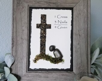 Confirmation, Forgiven, Pebble Art, Religious, Cross, Easter