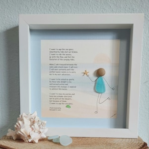 Sea Glass Girl Beach Art • “Age Like Sea Glass” Poem • Coastal Gift for Her • Ocean Lover Home Decor