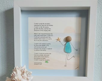 Sea Glass Girl Beach Art • “Age Like Sea Glass” Poem • Coastal Gift for Her • Ocean Lover Home Decor
