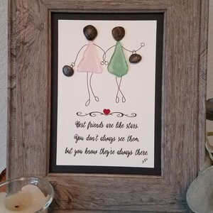 Friend Pebble Art, Best Friend Gift, Sea Glass Art, Friendship Pebble Art