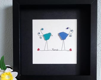 Bird Friends - Sea Glass - Friend Gift - Home Decor