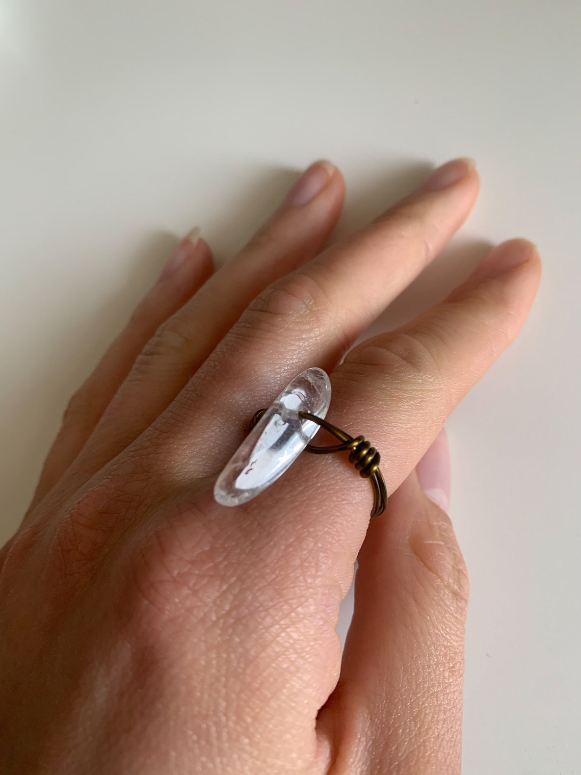 Clear Quartz Ring Clear Quartz Healing Crystal Ring Wire Etsy UK