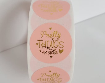 500* Pretty Things Inside Stickers Handmade Gold Foiled Business Thanks Labels