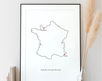 Illustrazione personalizzata nome + luogo: PDF, A5, A4, A3 (coppia, famiglia, amici, regalo, matrimonio, gravidanza, distanza)