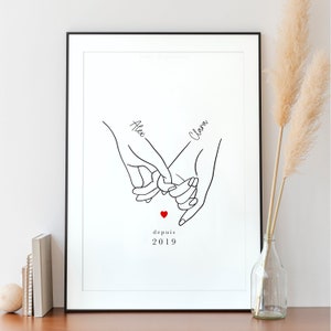 Illustration personnalisée prénom amour : PDF, A5, A4, A3 (couple, famille, amis, cadeau, mariage, grossesse)