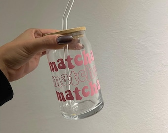 Glass Cup - Matcha / Tumbler, can glass, personalized gift, birthday, Christmas, friends